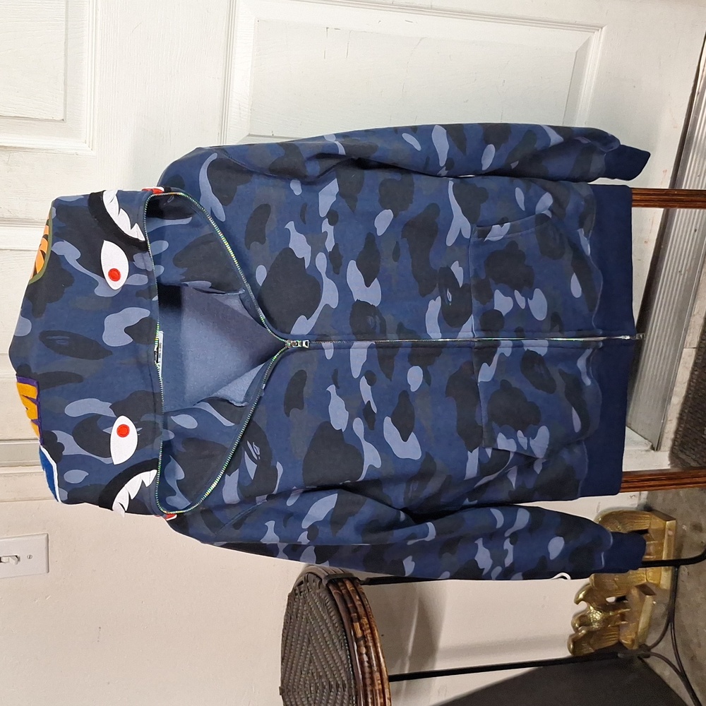 BAPE Color Camo Shark Full Zip Hoodie Blue Men Size M